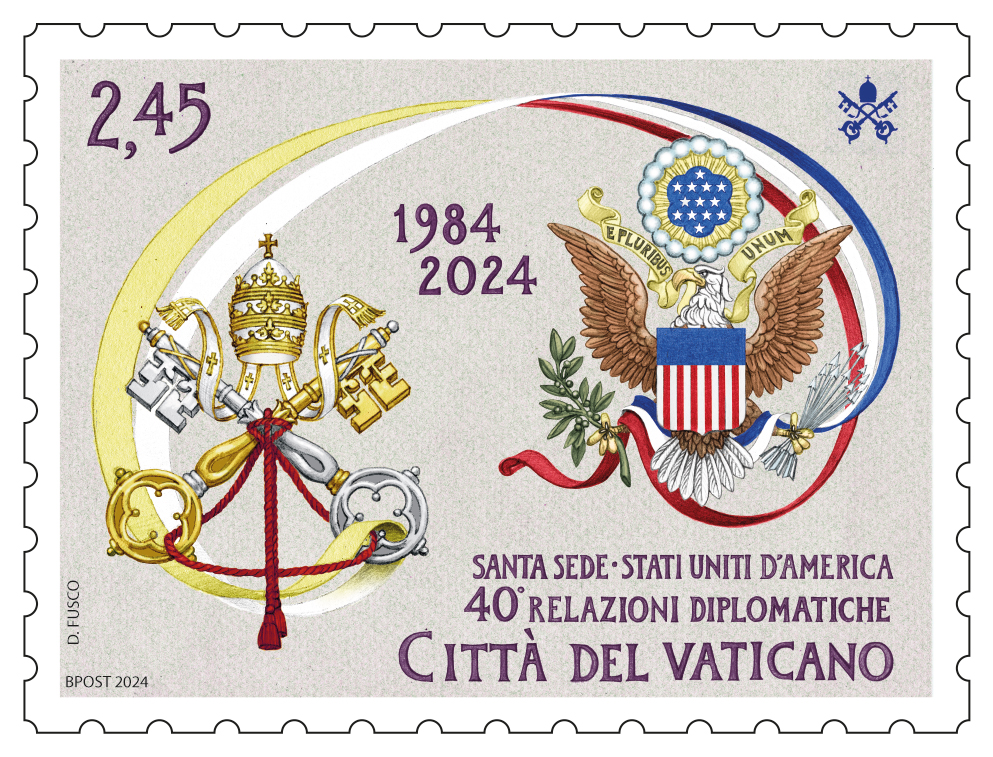 Francobollo celebrativo del 40° anniversario delle relazioni diplomatiche tra Santa Sede e Stati Uniti d’America