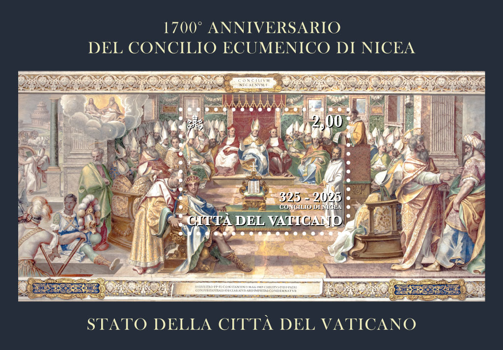 Francobollo e annullo postale speciale die emissionis 1700° anniversario del Concilio Ecumenico di Nicea