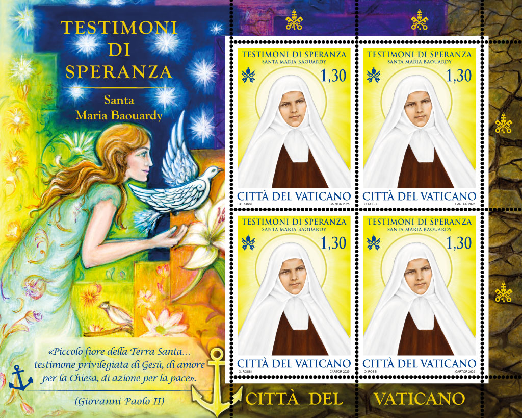 Francobollo e annullo postale speciale die emissionis Testimoni di Speranza: Santa Maria di Gesù Crocifisso Baouardy